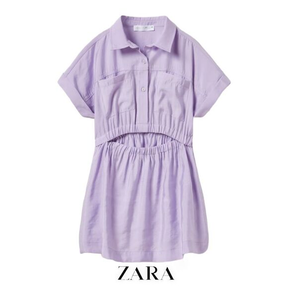 ZARA Kids | Mauve | CUT OUT SHIRTDRESS - Picture 1 of 5